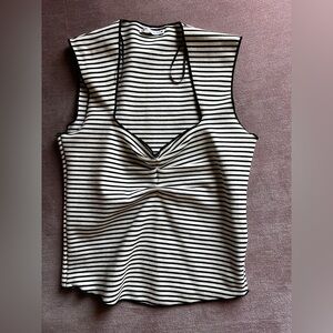 Zara Black and White Striped Tank Top
